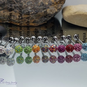 Multi Gem Barbell ~ Tongue or Nipple