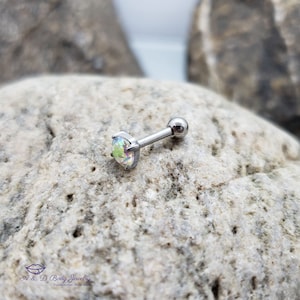 Aurora Borealis Prong Set Iridescent Cubic Cartilage Earring ~ Cartilage Barbell