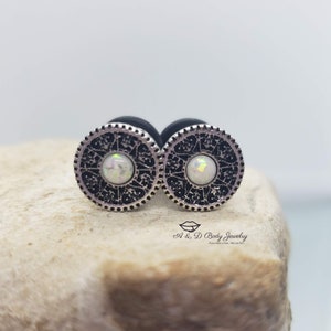 Steampunk Intricate Gear with Opal Plug