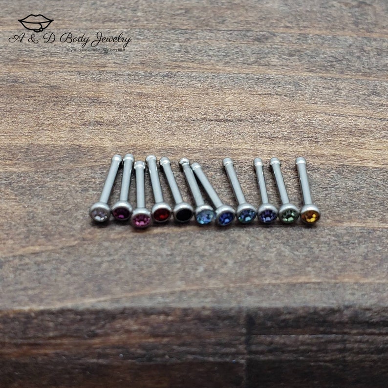 Press Fit Jeweled Nose Bone Stud Nose Bone 18 Gauge Etsy