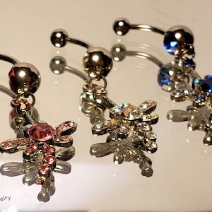 Cubic Zirconia Dangling Dragonfly Navel Ring