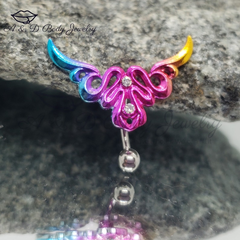 Tribal Top Down Rainbow Navel Ring ~ Belly Ring