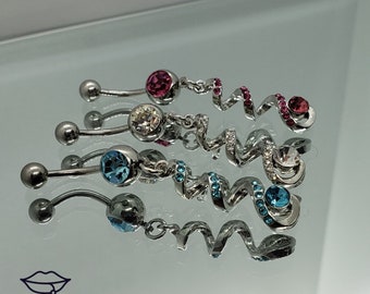 Coiled Cubic Zirconia Dangling Navel Ring