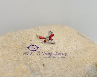 Red Dragonfly Internally Threaded Lip Labret
