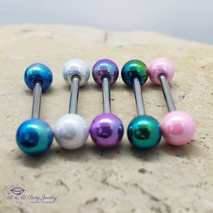 Metallic Aurora Borealis Barbell ~ Tongue or Nipple ~