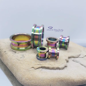 Rainbow PVD Plated Screw Fit Tunnel Plug