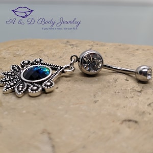 Tropical Flower Dangle Navel Ring Navel Ring ~ Belly Ring
