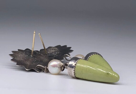 Julie Shaw Vintage Earrings w/Peridot, Pearl and … - image 3