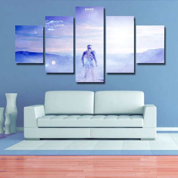 Mass Effect Andromeda Wall Art Poster Canvas Home Decor 5 Pieces Multi Panel Kids Room Bedroom Giclee Framed