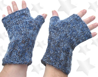 Handschuhe *Blue* unisex Fingerlos handgestrickt