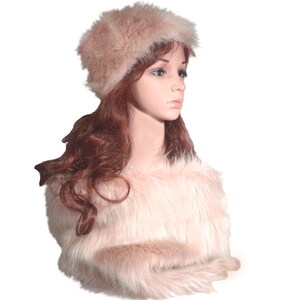 Winter Set Loopschal & Stirnband *Rosé* Kunstfell und Fleece