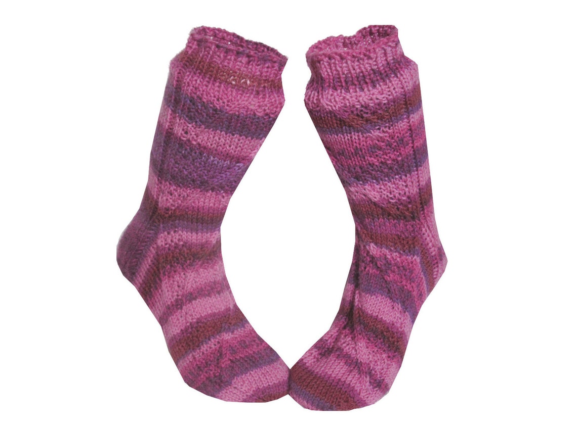 Socks Hand Knitted pink Fantasy Size. 41/42 - Etsy