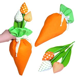 Geschenkbeutel Set *Karotte & Tulpen* Frühling Ostern Baumwolle mit Tunnelzug