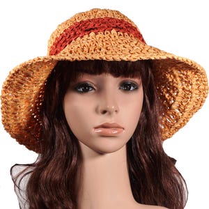 Sonnenhut Sommerhut *Orange Red* mit Papierfasergarn gehäkelt Gr. M 56/57 cm KU Handarbeit