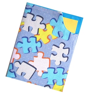 Impfpasshülle doppellagige Baumwolle verstärkt *Puzzle* Impfbuch Hülle Impfausweishülle Schutzhülle waschbar