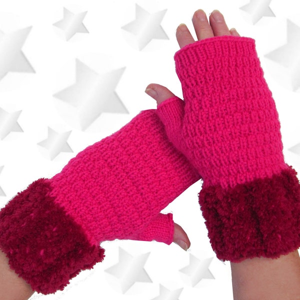 Handschuhe *Rubin & Rosarot* Fingerlos handgestrickt