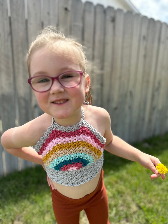 Rainbow Kids Crop Top, Vibrant Kids Halter Top, All Cotton - Etsy