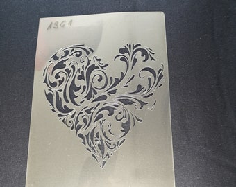 Rustic love tree and border,hearts shabby chic stencil 190 micron mylar A3 A4