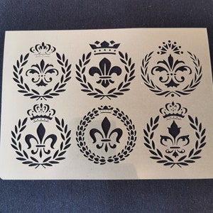 Fleur de Lis pochoir, flexible, réutilisable, 125mic, décor de mur, décor à la maison, peinture de meubles, fabrication de carte, pochoirs d’artisanat de BitofeverythingByB