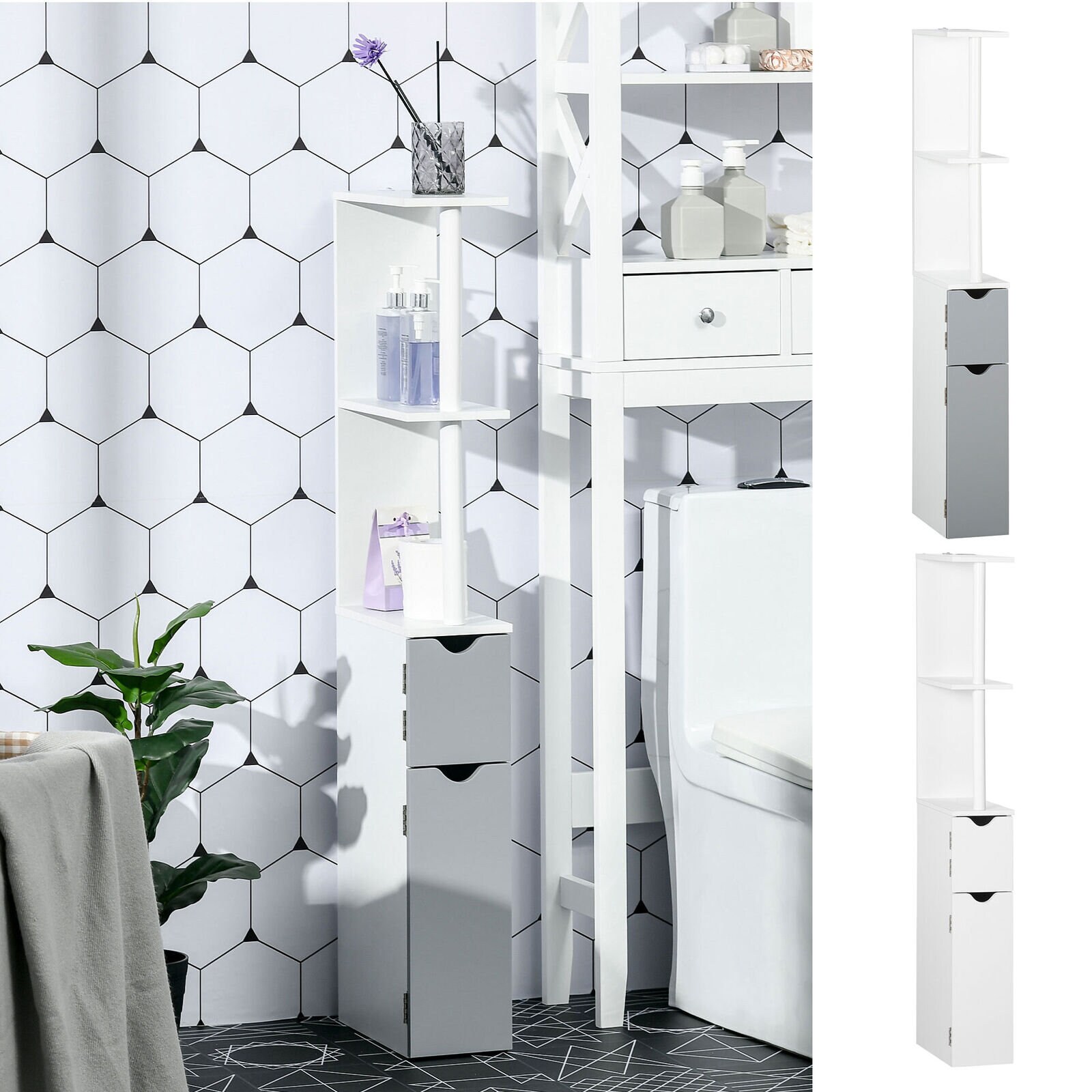 Bathroom Storage Slim Freestanding Linen Tower Etsy