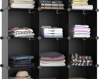 Ktaxon 53 Portable Closet Storage Organizer Wardrobe Clothes Rack With  Shelves,Blue