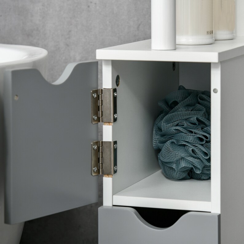 Bathroom Storage Slim Freestanding Linen Tower Etsy