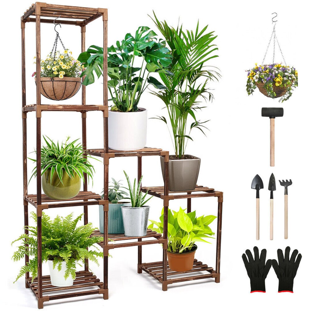 Extra Large Multi Tier Wood Flower Rack Plant Stand Bonsai Shelf Indoor