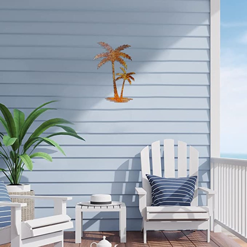 Palm Tree Metal Wall Art Home Decor Beach Theme Outdoor Wall Decor