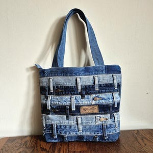 Denim shoulder bag Patchwork bag