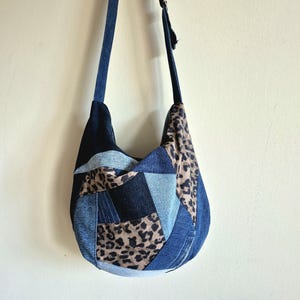 sac bandoulière en denim style patchwork