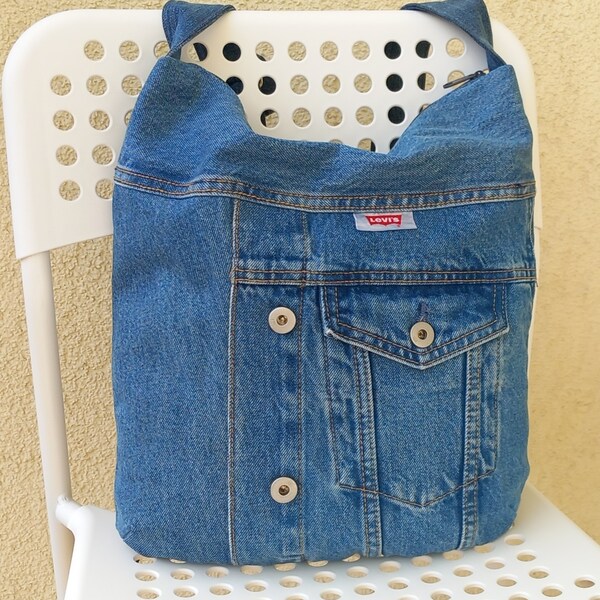 Denim shoulder bag Zippered bag