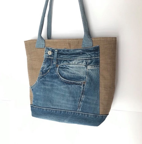 Recycled Denim Bag/shoulder Bag/upcycling/shopper Bag//denim - Etsy