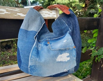 Sac à main hobo en denim Sac à cadre en denim brossé