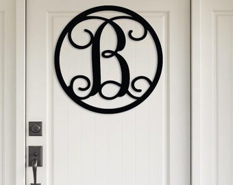 ROUND INITIAL MONOGRAM Sign-Letter Monogram-Monogram Door Hanger-Round Door Sign-Front door sign-Personalized Monogram Letter-Round Monogram
