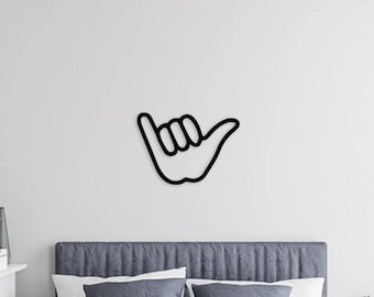 HANG LOOSE SIGN-Shaka Hand Sign-Surfer Theme Room-Nautical Coastal Decor-Ocean Beach Wall Decor-Gift For Surfer-feather and birch-Right on