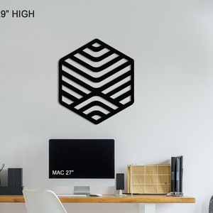 HEXAGON RASTER Sign-Geometric Wood Wall Art-Themed Decor- Gift For architects- office Decor- Wood Art- feather and birch-Hand Made