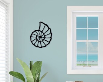 NAUTILUS SHELL Sign- Surf Sign- Beach Themed Decor- Gift For Surfer- Pool House Decor- Coastal Themed Decor- feather and birch-Hand Made
