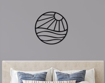 SUN CALM WAVE Sign- Surf Sign-Beach Themed Decor, Gift For Surfer, Pool House Decor, Coastal Themed Decor-feather and birch- Hand Made