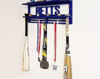 Personalized Baseball Trophy Shelf, Custom Name Sports Display, Baseball Awards Shelf, Medal Holder, Gift for players and kids,