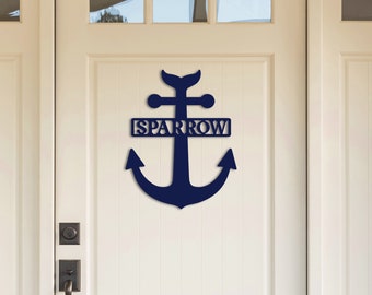 Last Name Anchor Sign - Anchor Door Hanger - Monogram Door Hanger - Beach House Decor - Lake House Decor- Lake Sign Decor - Lake House Sign