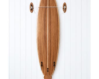 Vertical Surfboard Wall Mount Rack - Wood Board Display Stand for Surfboards, SUP & Paddleboards | Handmade Beach Surf Room Decor