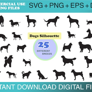 Dog Breed Silhouette Bundle, Dog Decal Svg,Dog Breed Svg, Dog Clip Art, Dog Breed Png, Dog Breed Clip Art, Svg for Cricut,Dogs svg