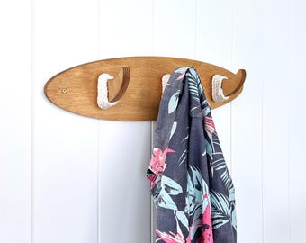 Coastal Towel Wall Hooks-Coastal Coat Hooks-Coastal Beach Hook Decor -Wood Hook Rack-Coastal Towel Holders-Coastal bathroom Hooks-Surf Decor