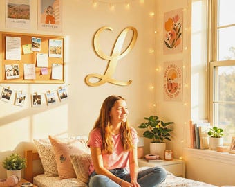 Preppy Dorm Decor-Wood Letter-Custom Monogram Wall Sign-Doorm Room Initial-Large Wooden Letters- Kids Nursery Name Sign-Wedding Backdrop Art