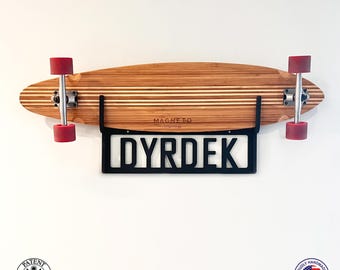 Skateboard Wall Name Rack- Wood Skateboard Rack- Surfboard Wall Decor- Skateboard Wall Display- Surfboard Rack Mount-Custom Skate Gift