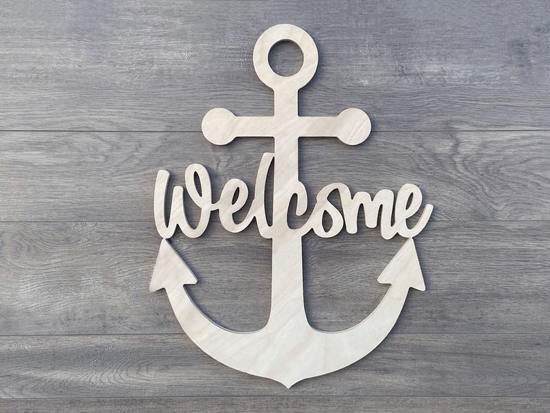 WELCOME ANCHOR Sign, Nautical Sign Decor, Anchor Decor on Wall- Wood ...