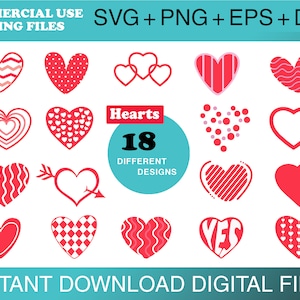 Hearts Svg Bundle Clipart Set, Valentine's Day Heart, Hearts PNG ...