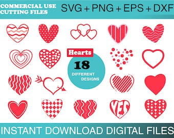 Hearts Svg Bundle Clipart Set, Valentine's Day Heart, Hearts PNG, Valentine Hearts, Cute Red Hearts, Sublimation Files, Cut File Cricut