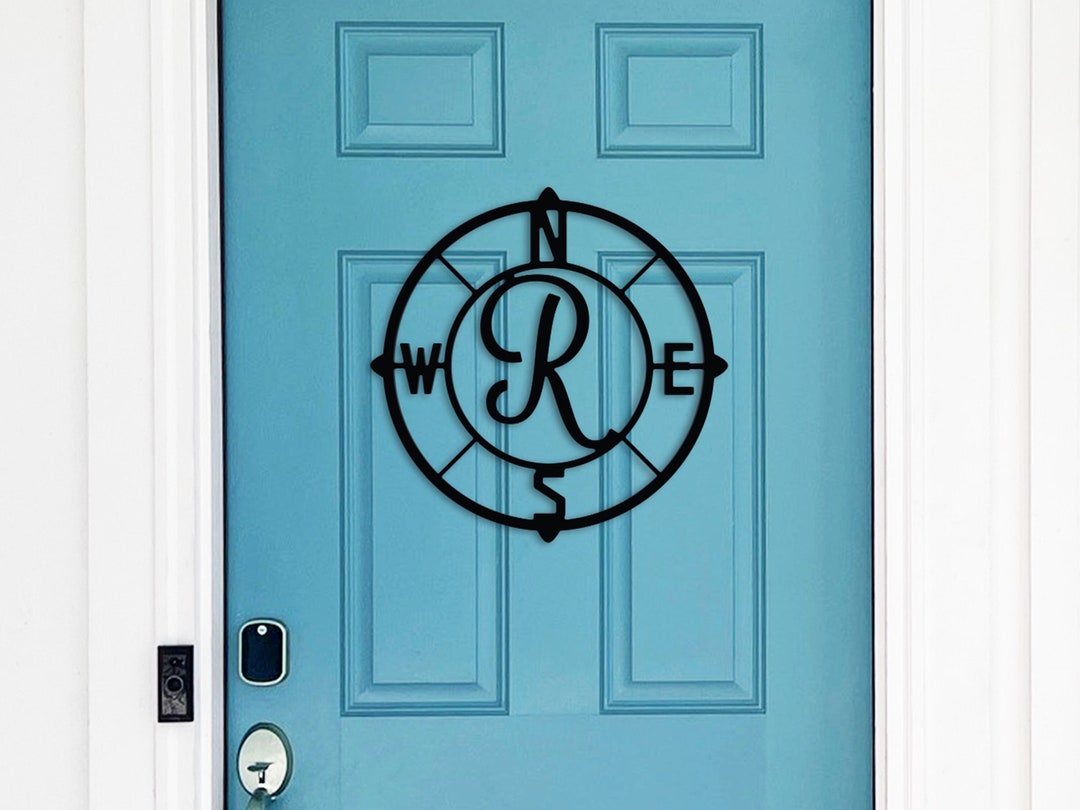 INITIAL COMPASS MONOGRAM Sign-letter Monogram-monogram Door Hanger ...