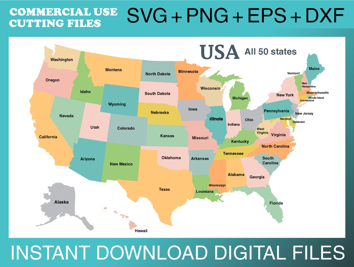 50 States Of America Svg Bundle US Map Svg 50 States Cricut Etsy Il 1140xN.4581491409 Bh8t 